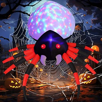 GOOSH 8 FT Halloween Inflatable Spider Decoration with Magic Light Blow Up Yard Inflatables