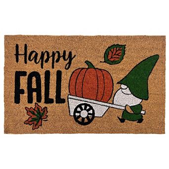 Kate Aurora Happy Fall Harvest Pumpkin Bristled Outdoor All Season Welcome Mat