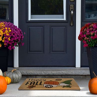 Kate Aurora Happy Fall Harvest Pumpkin Bristled Outdoor All Season Welcome Mat