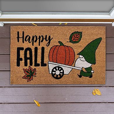 Kate Aurora Happy Fall Harvest Pumpkin Bristled Outdoor All Season Welcome Mat