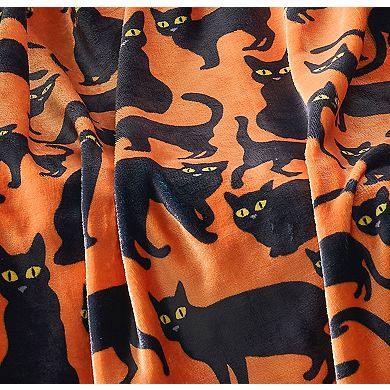 Kate Aurora Halloween Black Cats Oversized Ultra Soft & Plush Accent Throw Blanket