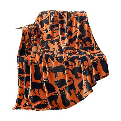 Kate Aurora Halloween Black Cats Oversized Ultra Soft & Plush Accent Throw Blanket