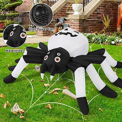 GOOSH 5 FT Width Halloween Inflatables Outdoor Decorations Spider with Magic LED Lighting