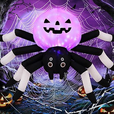 GOOSH 5 FT Width Halloween Inflatables Outdoor Decorations Spider with Magic LED Lighting