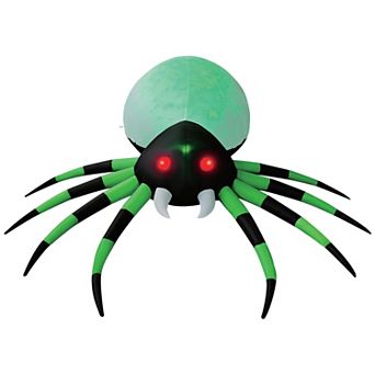 GOOSH 8FT Halloween Inflatable Green Light Up Spider with LED light