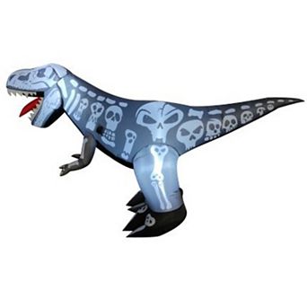GOOSH 8 FT Long Halloween Inflatables Blow Up Dinosaur Skeleton with Built-in LEDs