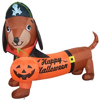 GOOSH 5 FT Halloween Inflatable Outdoor Dog with a Pumpkin & Pirate Hat