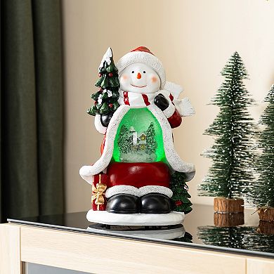 Glitzhome 100mm Christmas Resin Waterglobe, Lighted Snowflakes Snowman Table Decor