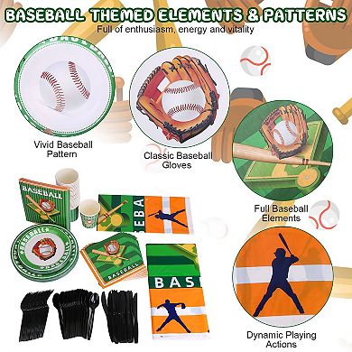 171-Piece Baseball Party Supplies Kit Themed Tableware, Plates, Cups & Napkins