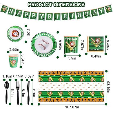 171-Piece Baseball Party Supplies Kit Themed Tableware, Plates, Cups & Napkins