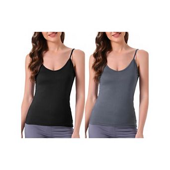 2 Packs Women's Camisole V Neck Sleeveless Cami Undershirt Spaghetti Strap Tank Pajama Tops