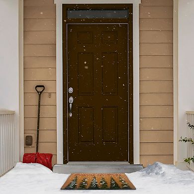 Kate Aurora Christmas Evergreens Seasons Greetings Bristled Outdoor Welcome Mat