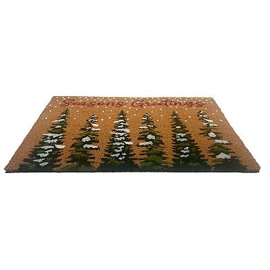 Kate Aurora Christmas Evergreens Seasons Greetings Bristled Outdoor Welcome Mat