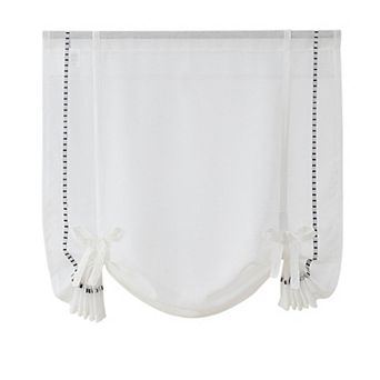 Kate Aurora Rod Pocket Textured Yarn Sheer Tie Up Balloon Curtain Window Panel