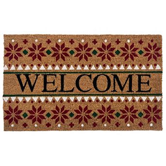 Kate Aurora Festive Christmas Snowflakes Bristled Outdoor Welcome Mat