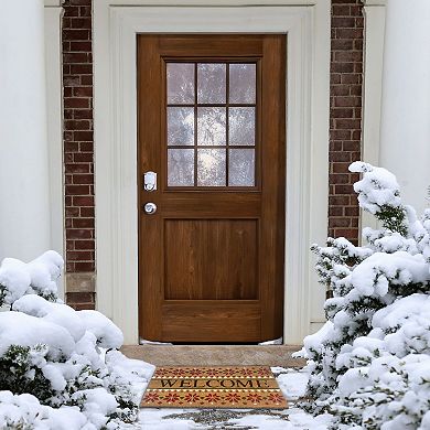 Kate Aurora Festive Christmas Snowflakes Bristled Outdoor Welcome Mat