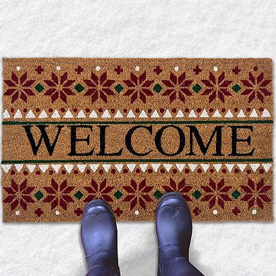 Kate Aurora Festive Christmas Snowflakes Bristled Outdoor Welcome Mat