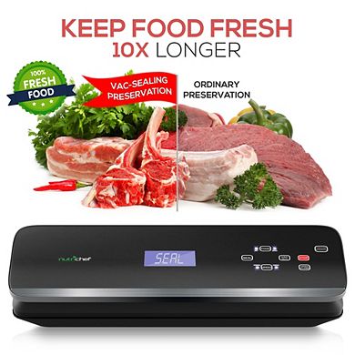 NutriChef Vacuum Sealer - Automatic Air Sealing System, Black - PKVS40BK