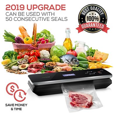 NutriChef Vacuum Sealer - Automatic Air Sealing System, Black - PKVS40BK
