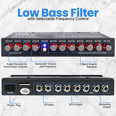 Pyle 7-Band Graphic Equalizer with Bluetooth and Subwoofer Volume Control - Black - 1ct