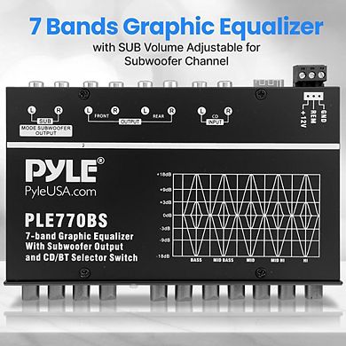 Pyle 7-Band Graphic Equalizer with Bluetooth and Subwoofer Volume Control - Black - 1ct