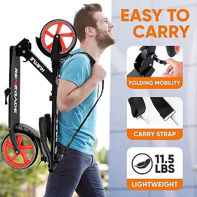 Hurtle Foldable Kick Scooter - Lightweight Alloy Deck, Smooth Riding Wheels - Green