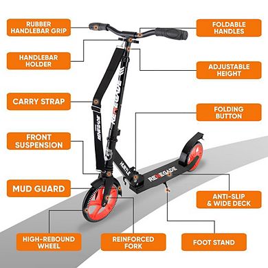 Hurtle Foldable Kick Scooter - Lightweight Alloy Deck, Smooth Riding Wheels - Green