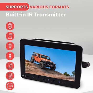 Pyle 9.4'' Car Headrest DVD Player - CD/DVD System, USB/SD Readers, HDMI, FM/IR Transmitter