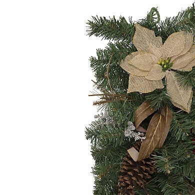 Northlight 28-Inch Mixed Pine Berry & Poinsettia Artificial Christmas Teardrop Garland