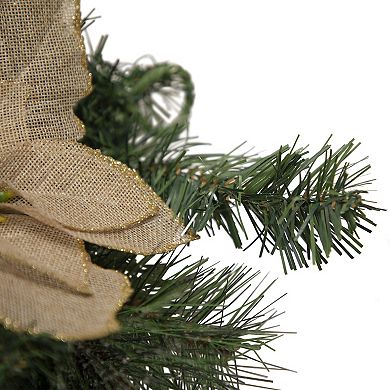 Northlight 28-Inch Mixed Pine Berry & Poinsettia Artificial Christmas Teardrop Garland