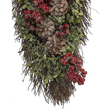 Northlight 28-Inch Glittered Pine Cone & Berry Artificial Teardrop Christmas Garland