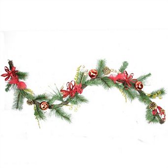 Northlight 6-ft. Bows, Berries & Ornaments Mixed Pine Artificial Christmas Garland