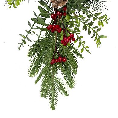 Northlight 28-Inch Unlit Berry Pine & Eucalyptus Artificial Teardrop Christmas Garland
