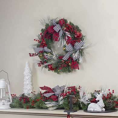Northlight 52-Inch Houndstooth Bows & Berries Artificial Christmas Decor