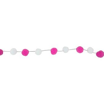 Northlight 9-ft. Pink & White Plush Snowball Christmas Garland