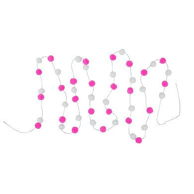 Northlight 9-ft. Pink & White Plush Snowball Christmas Garland