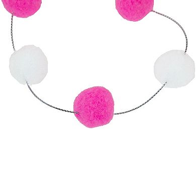 Northlight 9-ft. Pink & White Plush Snowball Christmas Garland