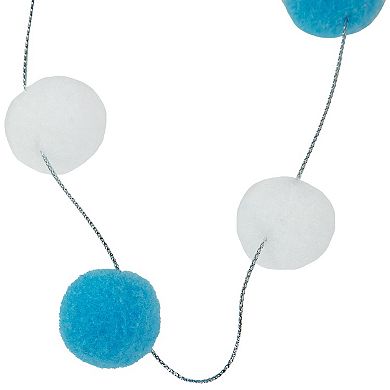 Northlight 9-ft. Blue & White Plush Snowball Christmas Garland