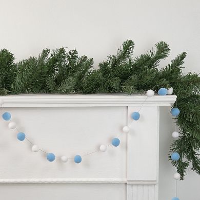 Northlight 9-ft. Blue & White Plush Snowball Christmas Garland