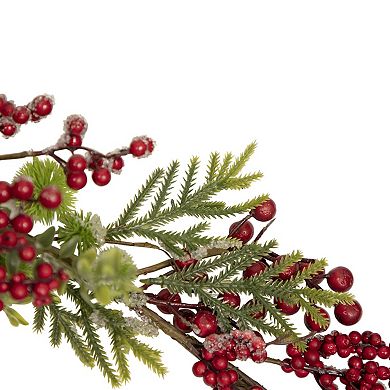Northlight 5-ft. Artificial Frosted Pine & Red Berry Christmas Garland
