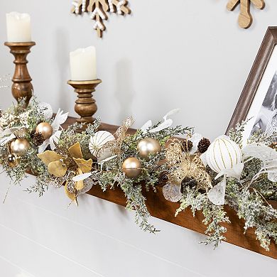 Northlight 6-ft. Glittered Poinsettia & Ornaments Artificial Christmas Garland