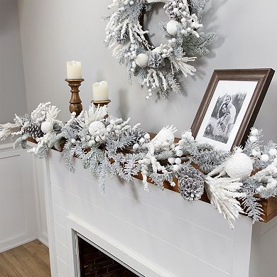 Northlight 6-ft. Flocked Pinecones & Berries Artificial Pine Garland