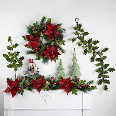 Northlight 3.5-ft. Glittered Holly with Berry Artificial Garland