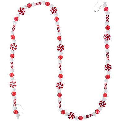 Northlight 6-ft. Unlit Beaded Peppermint Candy Christmas Garland