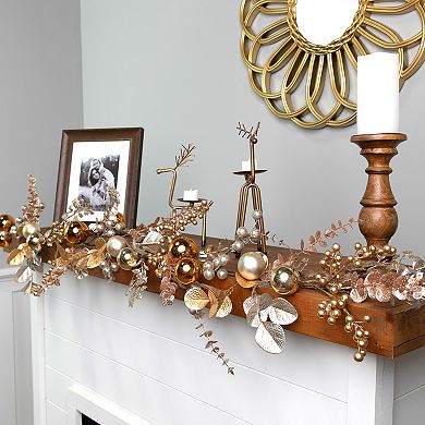 Northlight 6-ft. Glittered Mixed Leaves & Berries Artificial Christmas Garland