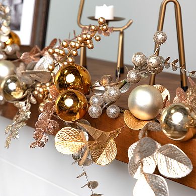 Northlight 6-ft. Glittered Mixed Leaves & Berries Artificial Christmas Garland