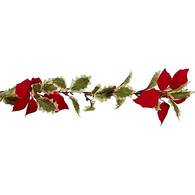 Northlight 7.5-ft. Pre-Lit Battery Operated Holly & Berry Artificial Garland