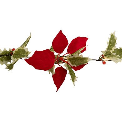 Northlight 7.5-ft. Pre-Lit Battery Operated Holly & Berry Artificial Garland