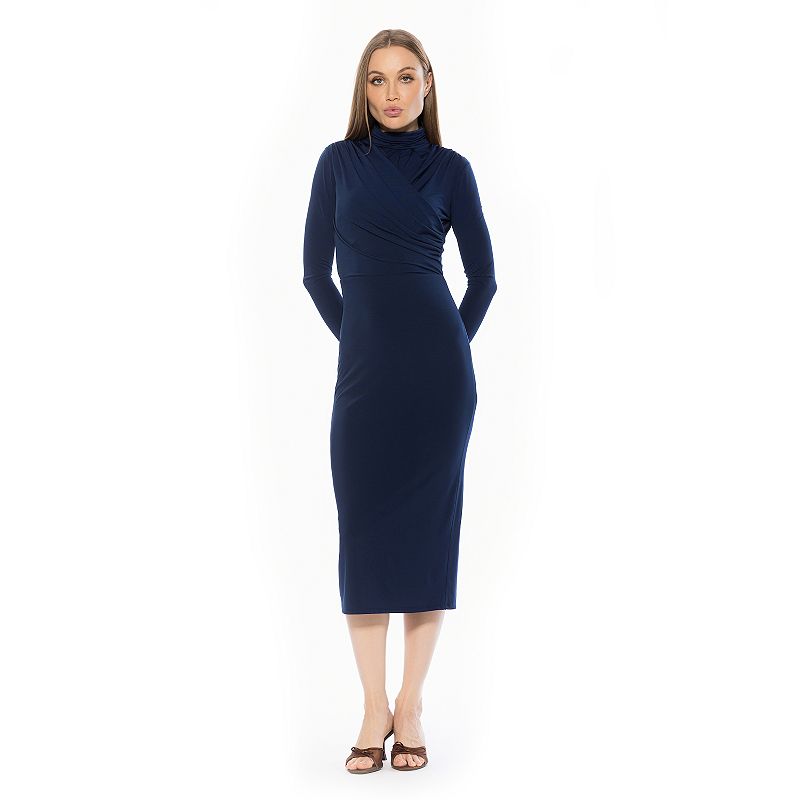 Women's ALEXIA ADMOR Draped Bodice Midi Sheath Dress,