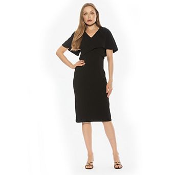 Women's ALEXIA ADMOR Wrap Bodice Sheath Midi Dress